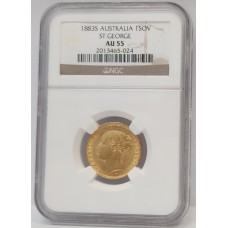 AUSTRALIA 1883 . ONE 1 SOVEREIGN . SYDNEY . GOLD . SLABBED